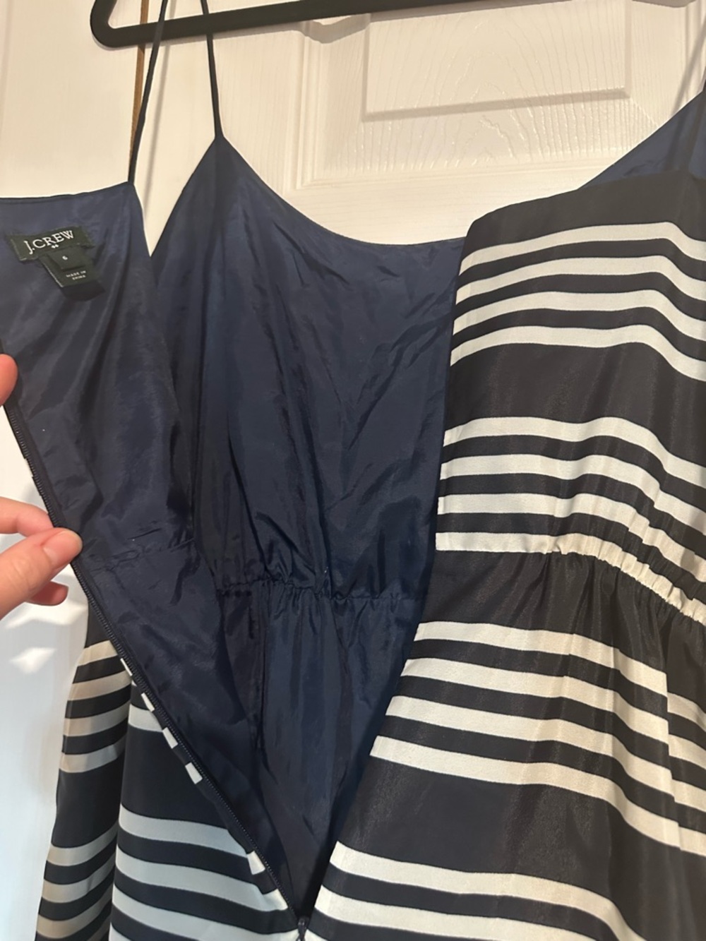 J Crew Navy & Cream Spaghetti Strap Dress - Picture 7 of 11